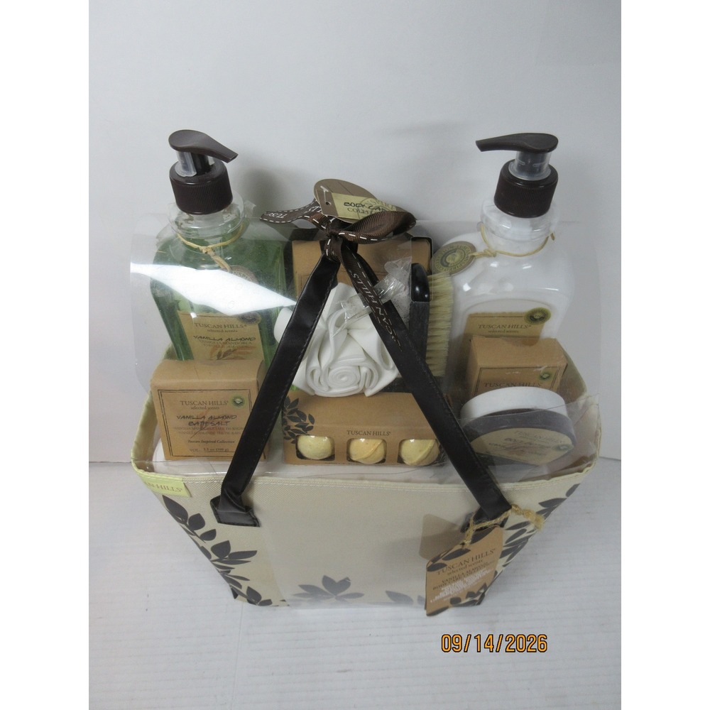 Tuscan Hills Vanilla Almond Body Care Collection 10pc Gift Set in Reusable Tote